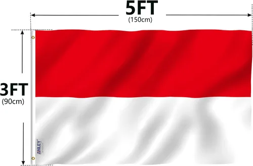 Miniatura 7 de ANLEY Fly Breeze - Bandera de Indonesia de 3 x 5 pies, color vivo y a prueba de decoloración, cabecera de lona y doble costura, banderas indonesias