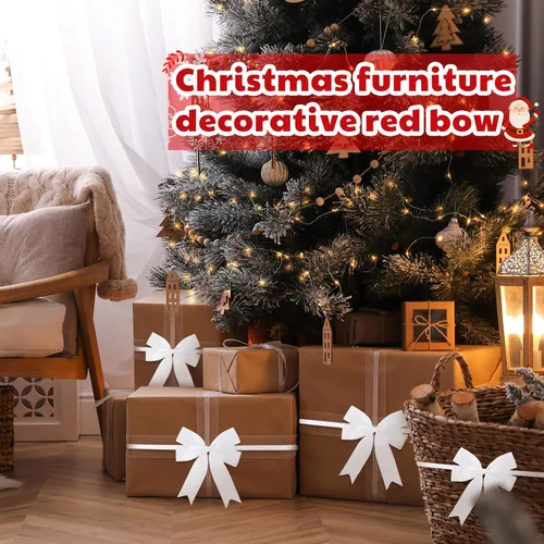 Miniatura 6 de Jetec 24 Piezas Lazos Elásticos de Navidad para Cajas de Regalo Bucles Rojos Elásticos Lazos Elásticos de Navidad para Decoración Envoltura de Blanco