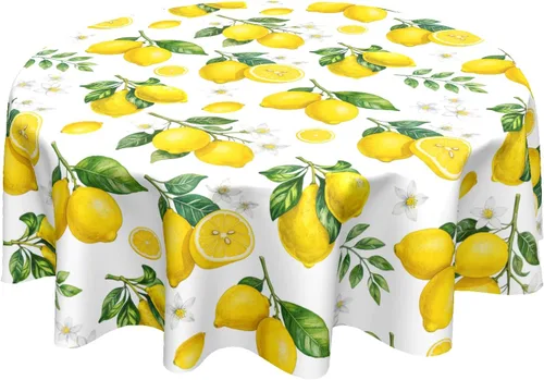 Miniatura 34 de Sweetshow Mantel Tropical Redondo de 60 Pulgadas para Verano Hoja de Palmera Hawaiana Verde Mantel Redondo de Poliéster Lavable Cubierta de Mesa