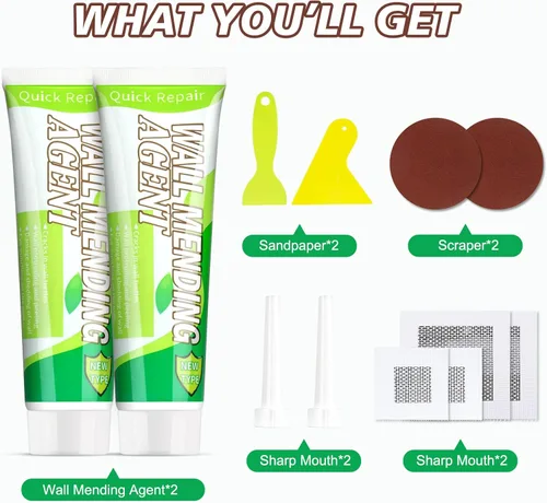 Miniatura 7 de Kit de reparación de yeso WDSHCR, kit de parche de reparación de pared con spackle de 2 piezas, agente de reparación de pared rápido y solución