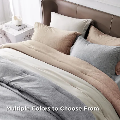 Miniatura 302 de Bedsure Juego de edredón Twin/Twin XL, ropa de cama suave beige para todas las estaciones, juego de cama teñido catiónico, 2 piezas, 1 edredón