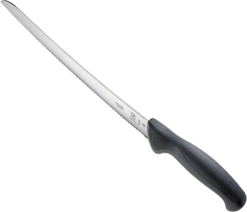 Miniatura 4 de Mercer Culinary M23880 Millennia Black Handle - Cuchillo para pan con mango negro, borde ondulado curvo de 10 pulgadas