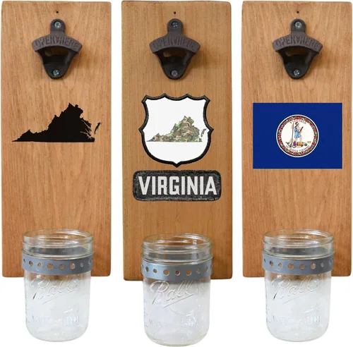 Miniatura 33 de Abrebotellas de cerveza de Massachusetts – Abridor de botellas hecho a mano montado en la pared con tapa – Regalo de cerveza para él o ella
