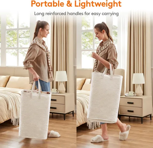 Miniatura 4 de Lifewit Paquete de 2 Cestas de Ropa Grandes Plegables, Cestas de Lavandería Independientes Impermeables con Asas de Fácil Transporte para Cuarto
