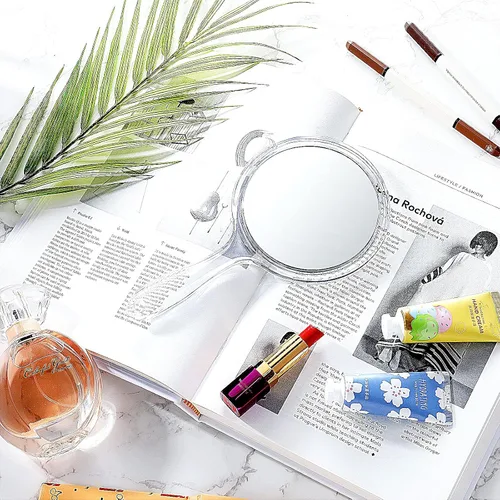 Miniatura 7 de Jetec Espejo de mano de doble cara, espejo de mano de doble cara, espejo de aumento 1X/2X con asa, espejo de mano transparente, espejo de maquillaje