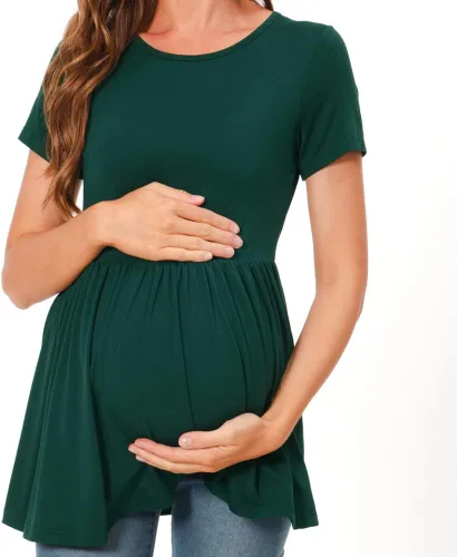 Miniatura 2 de Bearsland Tops de maternidad manga corta cuello redondo lactancia camisa ropa de embarazo