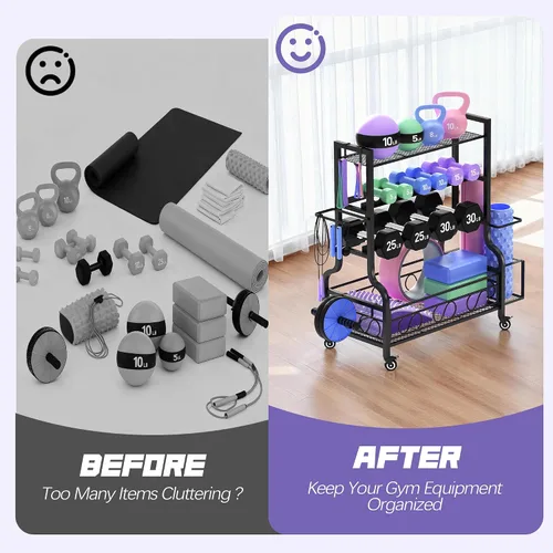 Miniatura 7 de PARTPHONER Estante ajustable para mancuernas, estante de pesas para almacenamiento de gimnasio en casa, almacenamiento de gimnasio en casa