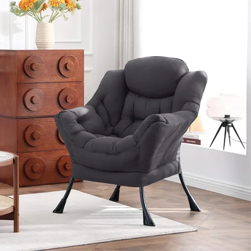 Miniatura 12 de Silla perezosa con otomana, silla de descanso moderna y grande con reposabrazos y reposapiés, silla de lectura con otomana, silla de sofá de ocio