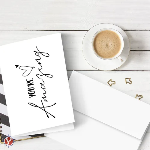 Miniatura 3 de Tarjetas de felicitación y sobres "You're Amazing" – Elegantes saludos plegables de agradecimiento, aliento y agradecimiento para amigos