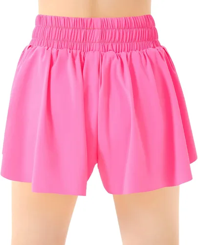 Miniatura 2 de Pantalones cortos fluidos de mariposa con bolsillo 2 en 1, pantalones cortos atléticos para correr, para niñas, niños, entrenamiento activo