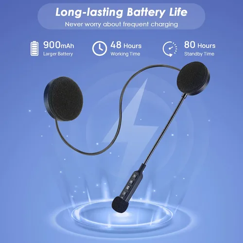 Miniatura 5 de Auriculares Bluetooth 5.3 para casco de motocicleta con batería de 900 mAh, auriculares inalámbricos para exteriores manos libres, control