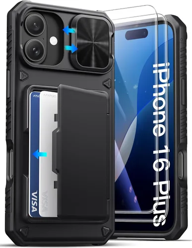 Miniatura 9 de ATATOO Funda para iPhone 17, tarjetero integrado (almacena 3-5 tarjetas) y funda para cámara deslizante y bloqueo RFID, protección de grado militar