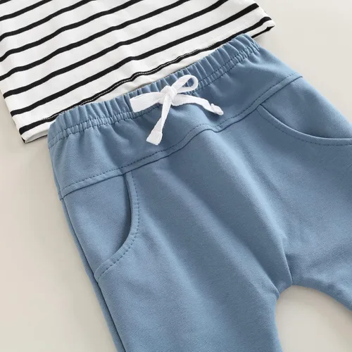 Miniatura 82 de Conjunto de 2 piezas de sudadera de manga larga con cuello redondo y pantalones casuales para bebés y niños pequeños