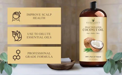 Miniatura 4 de Handcraft Blends Aceite de coco fraccionado, 28 onzas líquidas, 100% puro y natural, aceite portador de alta calidad para piel y cabello, cabello