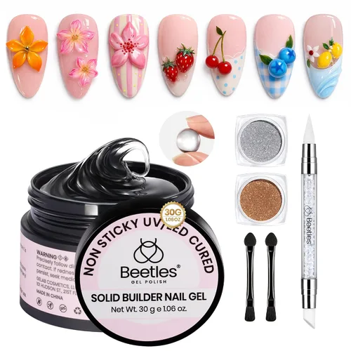 Miniatura 10 de Beetles - Pegamento de diamantes de imitación para uñas con 2 bolígrafos de doble propósito, 1 pieza de pegamento de uñas de 0.5 fl oz para arte