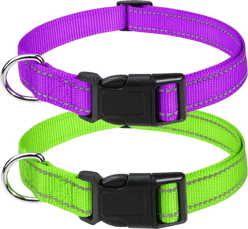 Miniatura 13 de Collares reflectantes de nailon para perros, con hebilla de liberación rápida, collares de nailon de seguridad ajustables para perros pequeños