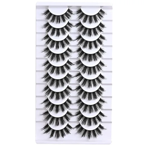 Miniatura 3 de FARRED - Pestañas postizas esponjosas de aspecto natural, pestañas cortas y finas, tiras de pestañas de 16mm, 10 pares, paquete de pestañas