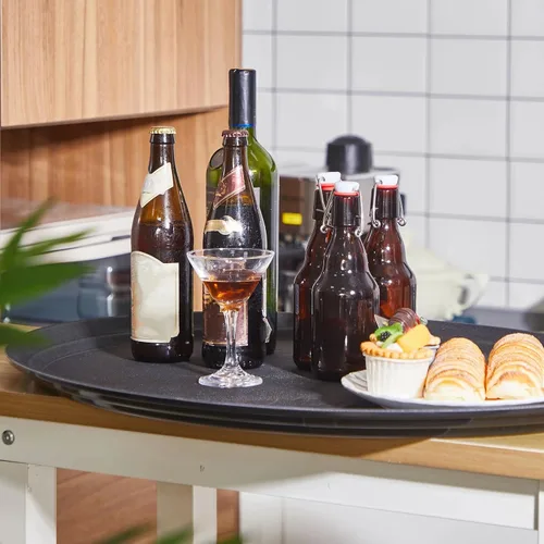 Miniatura 7 de FillTouch 2 bandejas ovaladas grandes con forro de goma de polipropileno para cocina, comedor, cafeterías, servicio de comida rápida