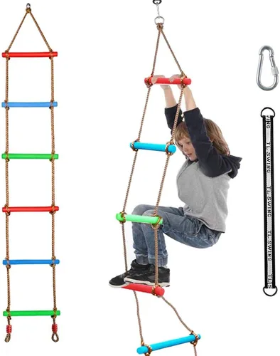 Escalera de cuerda de escalada para niños, columpio para árbol con correa para colgar, para interiores y exteriores, patio trasero, juegos de