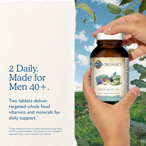 Miniatura 7 de Garden of Life Organics Multivitamina de alimentos enteros orgánicos para hombres de 40 años o más 120 tabletas, multivitamínico vegano para hombres