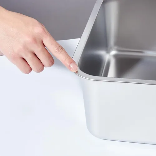 Miniatura 4 de Paquete de 2 cajas de arena para gatos de acero inoxidable con tapa, litterox extra grande para gatos grandes con lado alto, antiadherente, fácil