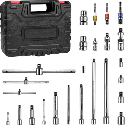 Miniatura 8 de YIYITOOLS Juego de 17 piezas de llaves de impacto superficial con guía de 1/2 pulgada (8-24mm), juego de llaves métricas, 6 puntas, acero CR-V