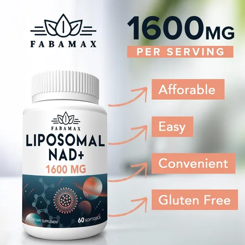 Miniatura 6 de Suplemento liposomal de NAD de 1600 mg, suplemento de NAD+ 98% puro, absorción superior, alternativa al ribósido de nicotinamida o NADH