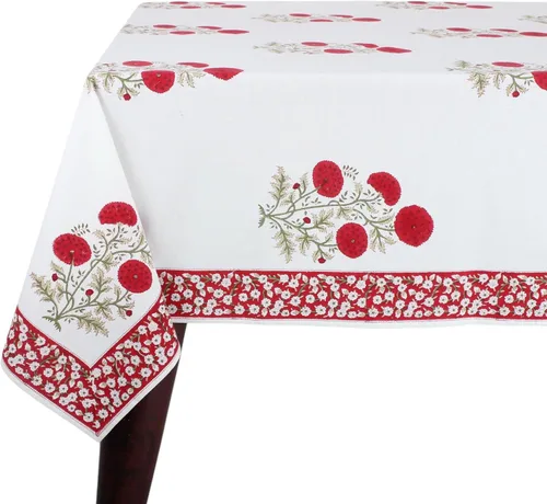 Miniatura 54 de Ridhi Mantel rectangular de algodón con estampado de bloque a mano amarillo mostaza, 102 x 48 pulgadas, reutilizable, decorativo para uso diario