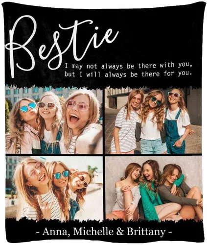 Miniatura 13 de Manta de franela suave personalizada para BFF con 6 fotos, tamaño de manta de 30 x 40 pulgadas