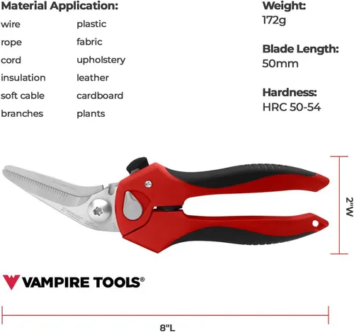 Miniatura 3 de VAMPLIERS Tijeras angulares multiuso de 8 pulgadas. Cuchillas dentadas hechas de acero inoxidable de alta calidad con muesca de corte de alambre.