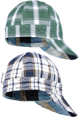 Miniatura 10 de BOCOMAL Gorro de Soldadura Resistente al Fuego CAT2 de Peso Medio con Estampado, Gorras de Soldador de 6 Paneles - Juego de 2