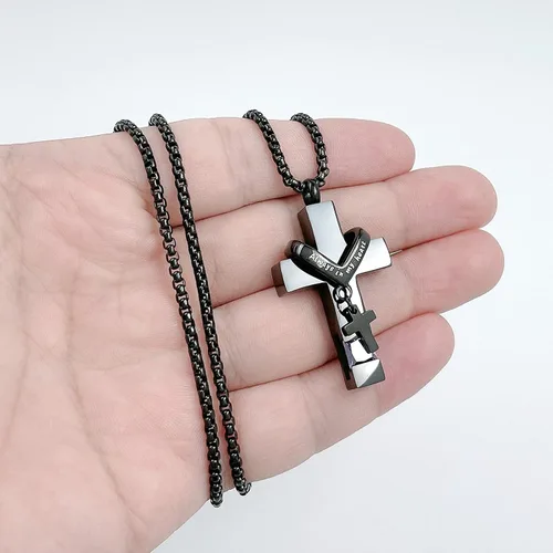 Miniatura 3 de YOUFENG Collares de urna de piedras de nacimiento para cenizas, cruz cremación, urna para cenizas humanas, recuerdo conmemorativo, medallón
