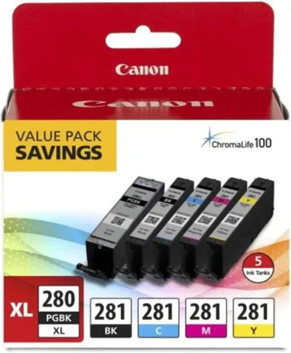 Miniatura 3 de Canon PGI-280XL/CLI-281 Paquete de 5 colores compatibles con TR8520, TR7520, TS9120, TS8120 Series, TS6120 Series & Ink 1432C002 Papel fotográfico