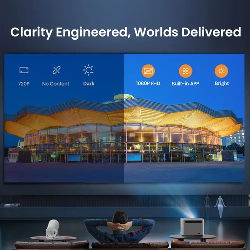 Miniatura 3 de [Enfoque automático y soporte Keystone/4K] Proyector inteligente YABER U11 con aplicaciones integradas y Wi-Fi 6, altavoces estéreo duales