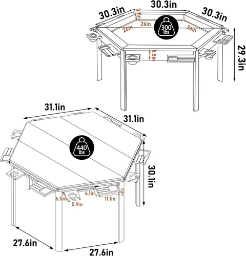 Miniatura 2 de Mesa de Juego de Tablero Yardenaler con Tablero Removible, Mesa de Juegos y Comedor para 4 a 6 Jugadores, Incluye Alfombrilla de Juego de Efecto