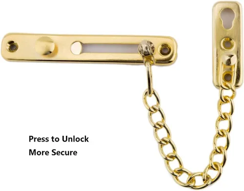 Miniatura 5 de Cerradura de puerta de cadena de acero inoxidable, resistente al interior, cerradura de puerta sin llave, añade seguridad adicional con resorte