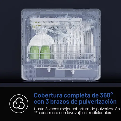 Miniatura 5 de AIRMSEN Lavavajillas grande y delgado para encimera con estante completo de 2 niveles, lavavajillas portátiles con tanque de agua integrado de 5 L