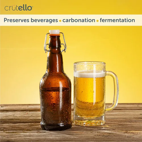 Crutello Botella de cerveza de vidrio ámbar de 16 onzas para elaborar cerveza – Kombucha, soda, jugo – Paquete de 12 botellas de vidrio de 16 onzas