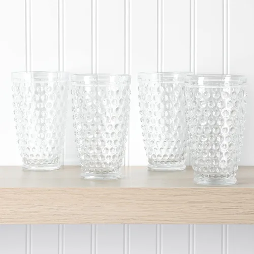 Miniatura 4 de Martha Stewart Chauncey - Paquete de 4 vasos de vidrio hechos a mano de 14.3 onzas, color transparente Transparente (clavo)