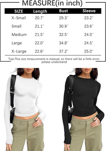 Miniatura 5 de AUTOMET Camisas de manga larga de 3 piezas para mujer, básicas, para salir, otoño, moda, ropa interior, ajustada, Y2K