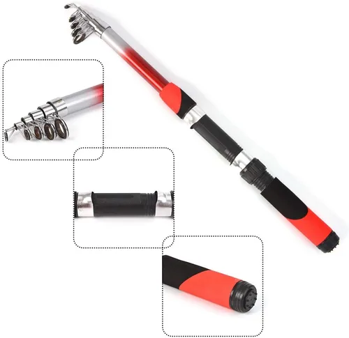 Miniatura 6 de Kit completo de carrete de caña de pescar con 2 cañas de pescar telescópicas de 6.9 ft, 2 carretes de señuelos de pesca ganchos accesorios bolsa