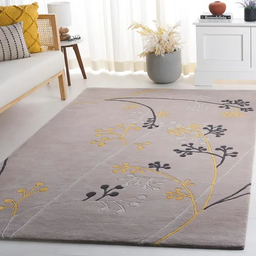 SAFAVIEH Soho Collection SOH305G - Alfombra de lana de primera calidad hecha a mano, 6 x 9 pies, color gris