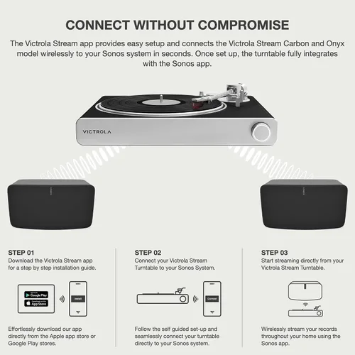 Miniatura 7 de Victrola Stream Carbon - Tocadiscos de 2 velocidades con transmisión Wi-Fi con Bluetooth, funciona con Sonos, transmisión Wi-Fi UPnP, relé listo