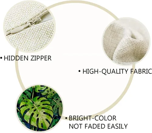Miniatura 4 de Juego de 2 fundas de almohada de hojas de Monstera con diseño de hojas de palmera tropical, con temática botánica, fundas de almohada decorativas