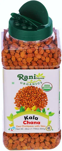 Miniatura 7 de Rani Organic Kala Chana (Garbanzos Desi con Piel) Tarro PET de 28 onzas (28.22 oz), totalmente natural, vegano, apto para gluten, sin OMG, origen