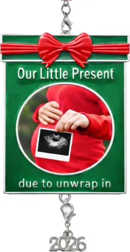 Miniatura 7 de BANBERRY DESIGNS Sonogram Picture Ornament 2025 – Anuncio de embarazo – Adorno de Navidad – Regalo de nueva mamá – 3.5 pulgadas de alto – 1.75