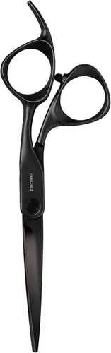 Miniatura 8 de Fromm Tijeras profesionales de corte de pelo de 5.75 pulgadas, 1 pieza de precisión deslizante y punta, tijeras de acero japonés negro mate con hoja