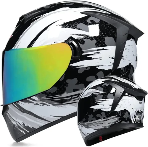 Miniatura 11 de Cascos de motocicleta de cara completa, casco de motocicleta aprobado por ECE/DOT con viseras dobles, casco de motocicleta de cara completa para J