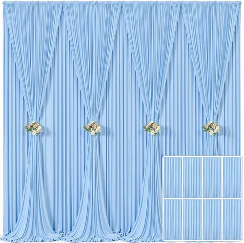Miniatura 123 de Cortina de fondo beige de 10x10 para bodas y fiestas, cortina de fondo beige sin arrugas para fotos, cortinas de fondo para decoración de baby Gris
