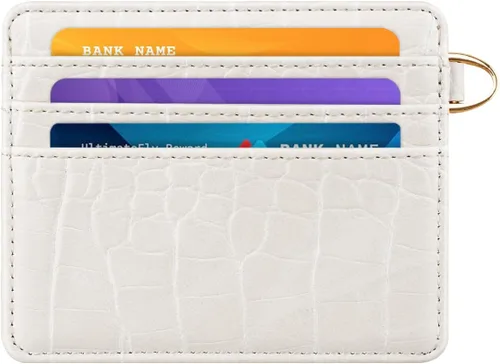 Miniatura 8 de Bolsillo frontal minimalista delgado con bloqueo RFID para tarjetas de crédito, cartera pequeña, bonita funda para tarjetas para mujeres, beige